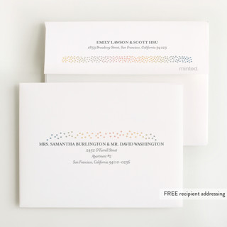 This is a sunrise baby thank you cards with foil pressed by Townsend Majors called mini confetti printing on strathmore in standard