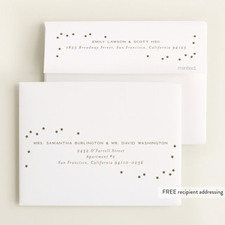 This is a north star baby thank you cards with foil pressed by Ellen Schlegelmilch called twinkly stars printing on strathmore in standard