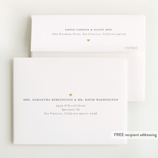 This is a cotton baby thank you cards with foil pressed by Stephanie Heinrich Godbout called golden heart printing on strathmore in standard