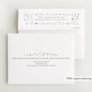This is a cloud baby thank you cards with foil pressed by Townsend Majors called shining star printing on strathmore in standard