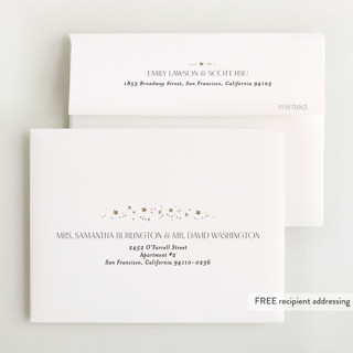 This is a pearl baby thank you cards with foil pressed by Alethea and Ruth called star slideshow printing on strathmore in standard