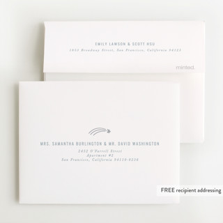 This is a slateblue baby thank you cards with foil pressed by Meggy Masters called star bright printing on strathmore in standard