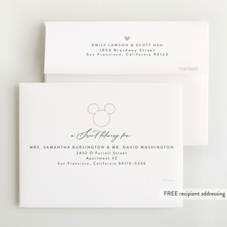 This is a marshmallow baby thank you cards with foil pressed by Tamara Hilje called disney's mickey mouse clip printing on strathmore in standard