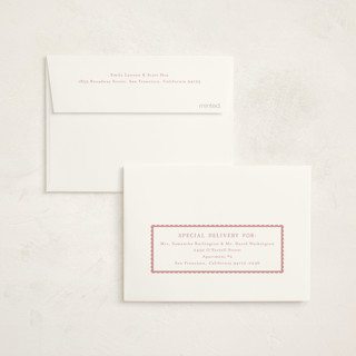 This is a petal baby thank you cards with standard by Emily Betts called sweetest scallop printing on strathmore in standard