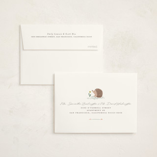 This is a buttercream baby thank you cards with standard by Vera Lim called little friends printing on strathmore in standard