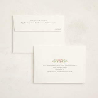 This is a watermelon baby thank you cards with standard by Katherine Moynagh called sweet monogrammed wreath printing on strathmore in standard