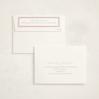 This is a ballet slipper baby thank you cards with standard by Megan Davis called frolic printing on strathmore in standard