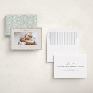 This is a meadow birth announcements with standard by Erica Krystek called parisienne printing on recycled smooth signature in standard