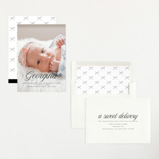 This is a galaxy birth announcements with standard by chocomocacino called cupcake printing on recycled smooth signature in standard