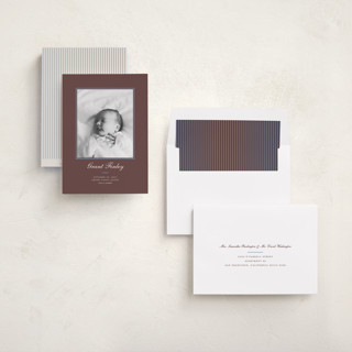 This is a teddy bear birth announcements with standard by Alston Foster called peanut printing on recycled smooth signature in standard