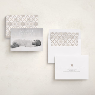 This is a cotton birth announcements with standard by Olivia Raufman called bold intro printing on recycled smooth signature in standard