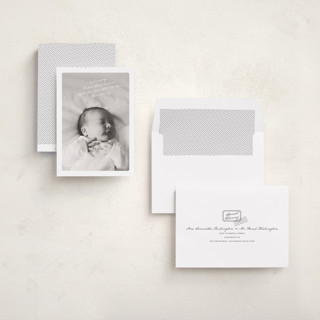 This is a january birth announcements with standard by Claudia Orengo called love voucher printing on recycled smooth signature in standard