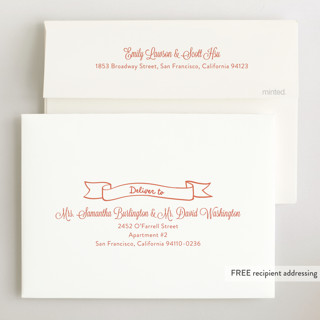 This is a sunset coral birth announcements with standard by Cass Loh called bow frame printing on recycled smooth signature in standard