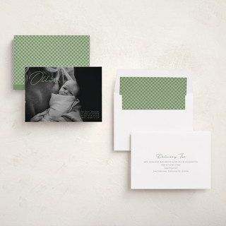 This is a meadow birth announcements with standard by Brandy Folse called that's my name printing on recycled smooth signature in standard