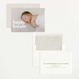 This is a cloud birth announcements with standard by Ellen Schlegelmilch called hayes printing on recycled smooth signature in standard