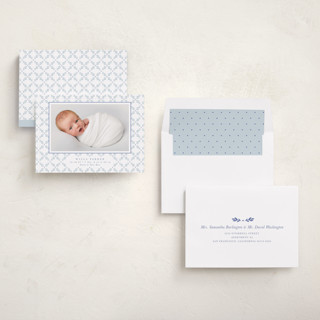This is a could nine birth announcements with standard by Alston Foster called sweet sprigs printing on recycled smooth signature in standard