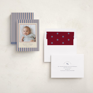 This is a lake birth announcements with standard by Robert and Stella called colorful stripes printing on recycled smooth signature in standard