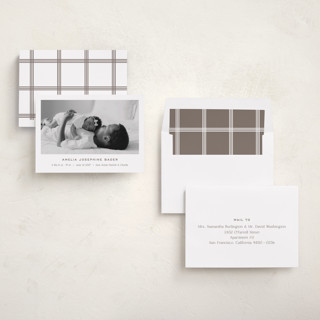 This is a fawn birth announcements with standard by Megan Davis called soho printing on recycled smooth signature in standard