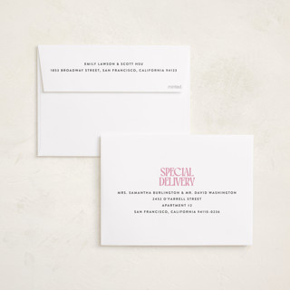 This is a bubblegum birth announcements with standard by Ekko Studio called type stack printing on recycled smooth signature in standard