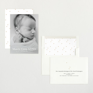 This is a snow birth announcements with standard by Bramble Studio called simple in serif printing on recycled smooth signature in standard