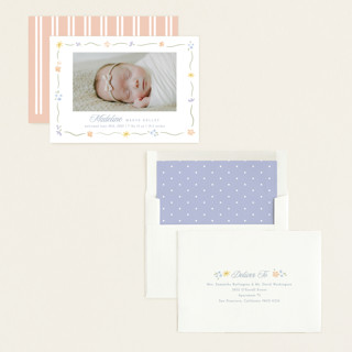 This is a bouquet birth announcements with standard by Robert and Stella called petite garden printing on recycled smooth signature in standard