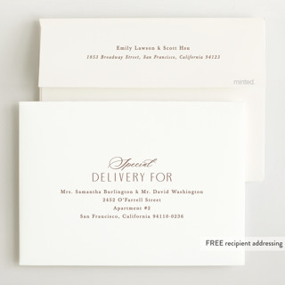 This is a apricot birth announcements with standard by Hooray Creative called classical printing on recycled smooth signature in standard
