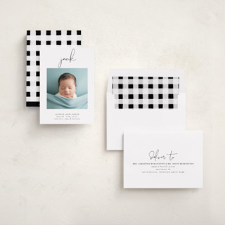 This is a midnight birth announcements with standard by Lehan Veenker called just me printing on recycled smooth signature in standard