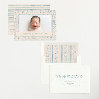 This is a bluebird birth announcements with standard by Creo Study called iconic bebe printing on recycled smooth signature in standard