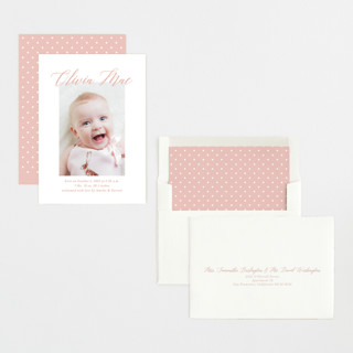 This is a sweet pea birth announcements with standard by Jennifer Postorino called sweet script printing on recycled smooth signature in standard
