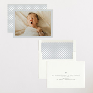 This is a fog birth announcements with standard by Yaling Hou Suzuki called first glimpse printing on recycled smooth signature in standard
