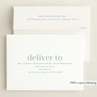 This is a seafoam birth announcements with standard by Hooray Creative called meet charley printing on recycled smooth signature in standard
