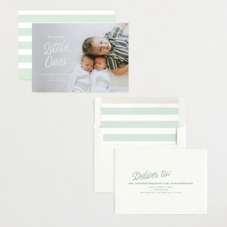 This is a froggie birth announcements with standard by Sarah Cohn called vintage printing on recycled smooth signature in standard