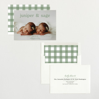 This is a moss birth announcements with standard by Brittany Braithwaite called sweet nostalgia printing on signature in standard