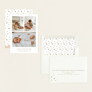 This is a chai birth announcements with standard by Bramble Studio called windows to our heart printing on recycled smooth signature in standard