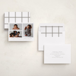 This is a fawn birth announcements with standard by Megan Davis called menil printing on recycled smooth signature in standard