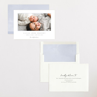 This is a shadow birth announcements with standard by Kasia Labocki called border printing on recycled smooth signature in standard