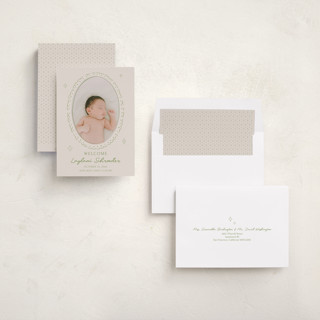 This is a avocado birth announcements with standard by Zove Ahhh called doodle frame printing on recycled smooth signature in standard