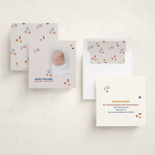 This is a earthy birth announcements with standard by Tamara Hilje called geometric printing on recycled smooth signature in standard
