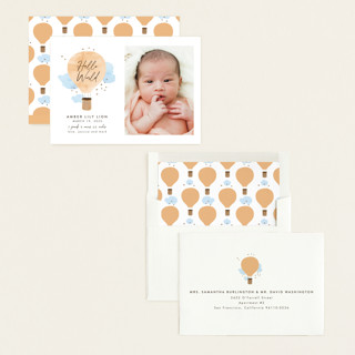 This is a sunshine birth announcements with standard by Kanika Mathur called baby world printing on recycled smooth signature in standard