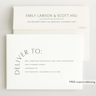 This is a olive birth announcements with standard by Lauren Chism called take shape printing on recycled smooth signature in standard