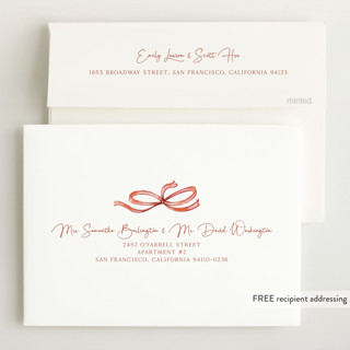 This is a cherry birth announcements with standard by Paper Sun Studio called tied together printing on recycled smooth signature in standard
