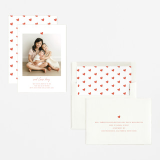 This is a terracotta birth announcements with standard by Blustery August called camellia printing on recycled smooth signature in standard