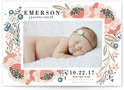 floral corner frame birth announcements