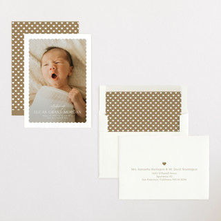 This is a icing birth announcements with standard by Yaling Hou Suzuki called first glimpse printing on recycled smooth signature in standard