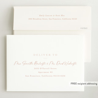 This is a coral birth announcements with standard by Sara Hicks Malone called vintage printing on recycled smooth signature in standard
