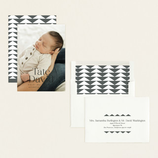 This is a ebony birth announcements with standard by Alethea and Ruth called stacked name printing on recycled smooth signature in standard