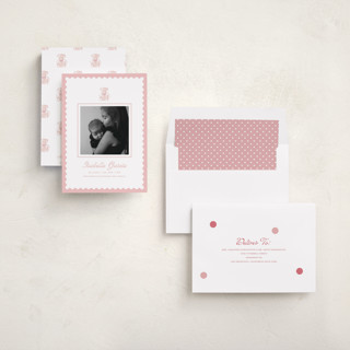 This is a petal birth announcements with standard by Teju Reval called sweet teddy bear printing on recycled smooth signature in standard
