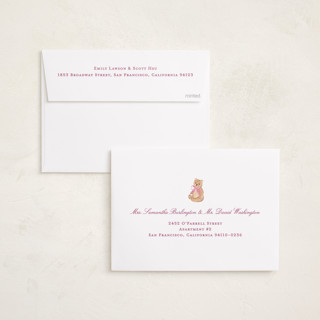 This is a ballet birth announcements with standard by Sarah Knight called bow printing on recycled smooth signature in standard
