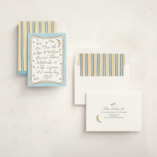 This is a sky birth announcements with standard by Ashlee Townsend called over the moon and back printing on signature in standard