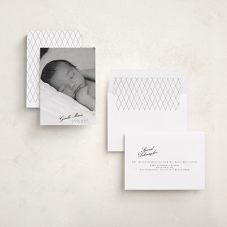 This is a galaxy birth announcements with standard by Tamara Hilje called slanted printing on recycled smooth signature in standard